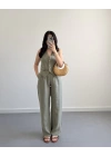 HAKİ KETEN MASKÜLEN YELEK PANTOLON TAKIM