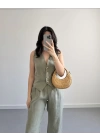 HAKİ KETEN MASKÜLEN YELEK PANTOLON TAKIM