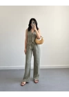 HAKİ KETEN MASKÜLEN YELEK PANTOLON TAKIM