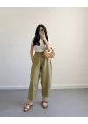 HAKİ KETEN ŞALVAR PANTOLON