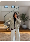 HAKİ KRUVAZE ASİMETRİK CEKET -7775