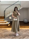 HAKİ KRUVAZE YAKA KEMER DETAY ELBİSE -4094