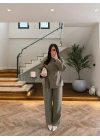 HAKİ KUŞAKLI GOLD DÜĞMELİ CEKET TAKIM -9220