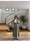 HAKİ ÖN PİLE DETAY ETEK -580653