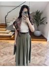 HAKİ ÖN PİLE DETAY ETEK -580653