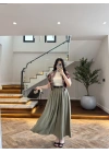 HAKİ ÖN PİLE DETAY ETEK -580653
