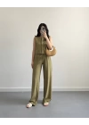 HAKİ ÖNDEN DÜĞMELİ YELEK TAKIM