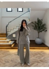 HAKİ PARÇALI TASARIM BLUZ PANT TAKIM-9257