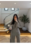 HAKİ PARÇALI TASARIM BLUZ PANT TAKIM-9257