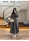 HAKİ PİLE DETAY ELBİSE -2399