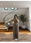 HAKİ PİLE DETAY KISA KOL TAKIM-9208