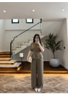 HAKİ PİLE DETAY KISA KOL TAKIM-9208