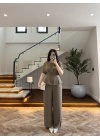 HAKİ PİLE DETAY KISA KOL TAKIM-9208