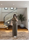 HAKİ PİLE DETAY KISA KOL TAKIM-9208