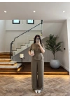 HAKİ PİLE DETAY KISA KOL TAKIM-9208