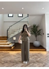 HAKİ PİLE DETAY KISA KOL TAKIM-9208