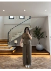HAKİ PİLE DETAY KISA KOL TAKIM-9208