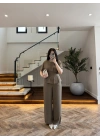 HAKİ PİLE DETAY KISA KOL TAKIM-9208