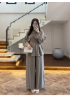 HAKİ PİLELİ DİKİŞLİ ARKA BAĞLAMALI TAKIM-9178