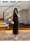 HAKİ SİMLİ GOLD AKSESURALI ELBİSE-4023