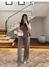 HAKİ TENSEL NEVÜRLÜ BLUZ PANTOLON TAKIM-250483