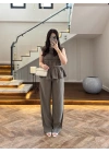 HAKİ TENSEL NEVÜRLÜ BLUZ PANTOLON TAKIM-250483