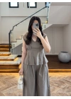 HAKİ V YAKA BLUZ PANTOLON TAKIM -257256