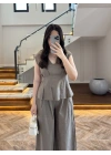 HAKİ V YAKA BLUZ PANTOLON TAKIM -257256
