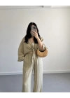 HAKİ VİSKON CROP KİMONO TAKIM