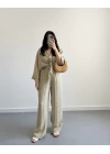 HAKİ VİSKON CROP KİMONO TAKIM