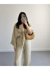 HAKİ VİSKON CROP KİMONO TAKIM