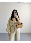 HAKİ VİSKON CROP KİMONO TAKIM