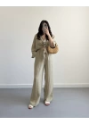 HAKİ VİSKON CROP KİMONO TAKIM