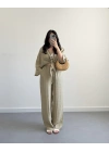 HAKİ VİSKON CROP KİMONO TAKIM