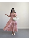 HANNA GÜPÜRLÜ PEMBE ELBİSE