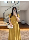 HARDAL ÖNÜ DÜĞMELİ KEMERLİ ELBİSE -3976