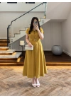 HARDAL ÖNÜ DÜĞMELİ KEMERLİ ELBİSE -3976