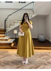 HARDAL ÖNÜ DÜĞMELİ KEMERLİ ELBİSE -3976