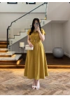 HARDAL ÖNÜ DÜĞMELİ KEMERLİ ELBİSE -3976