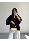 HARDY CREP KUMAŞ ÖNÜ DÜĞMELİ KİMONO MÜRDÜM