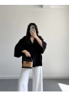 HARDY CREP KUMAŞ ÖNÜ DÜĞMELİ KİMONO SİYAH