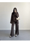 KAHVE ASİMETRİK KESİM TRİKO TAKIM