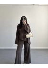 KAHVE ASİMETRİK KESİM TRİKO TAKIM