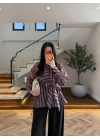KAHVE BAĞLAMA DETAY GÖMLEK-EU5235