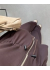 KAHVE BELİ BÜZGÜ İPLİ MODAL TAKIM