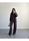 KAHVE BELİ BÜZGÜ İPLİ MODAL TAKIM