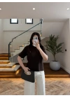 KAHVE BİSİKLET YAKA TSHİRT