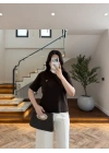 KAHVE BİSİKLET YAKA TSHİRT
