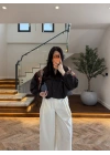KAHVE BÜZGÜLÜ DİK YAKA BUMBER -7746