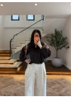 KAHVE BÜZGÜLÜ DİK YAKA BUMBER -7746